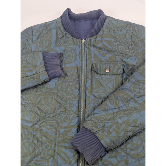 Outerknown Bomber Puffer Jacket Mens Medium Reversible Tribal Green Evolution - Picture 5 of 11